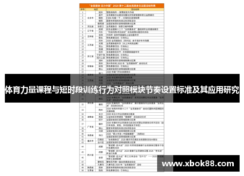 体育力量课程与短时段训练行为对照模块节奏设置标准及其应用研究