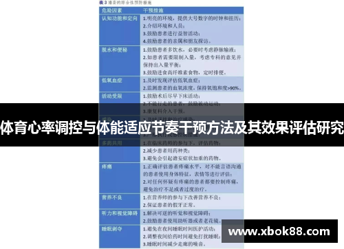 体育心率调控与体能适应节奏干预方法及其效果评估研究